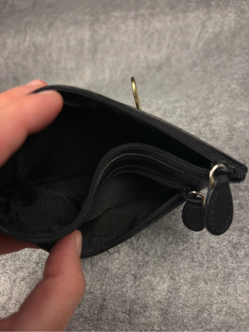 Black Genuine Leather Zip Coin Purse Card Holder Wallet
